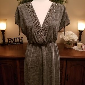 Gray v-neck dress